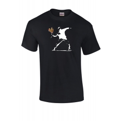 Banksy Flower Thrower T Shirt in Black
