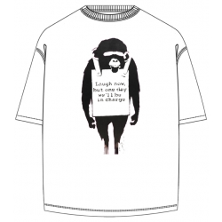 Banksy Monkeys be in Charge T Shirt in White